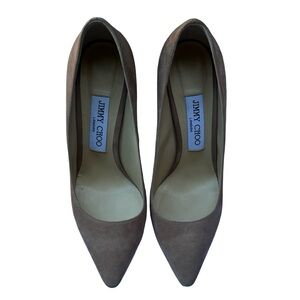 Jimmy Choo Taupe Suede Pointed Toe Pumps
